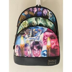 New Loungefly Harry Potter Trilogy Triple Pocket Backpack